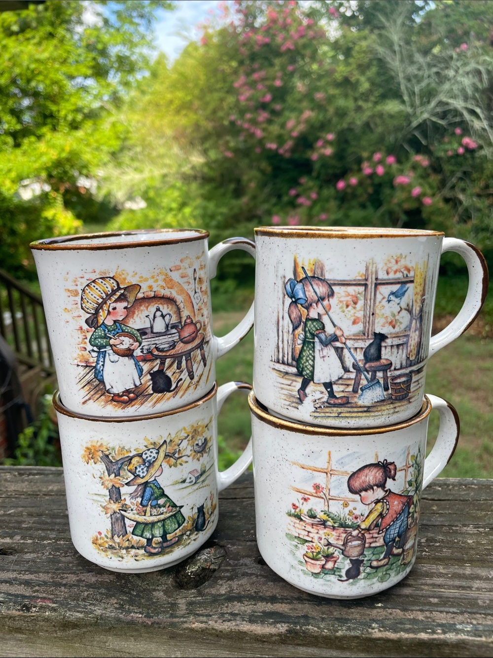 Holly Hobby style mugs Cottagecore made in Japan set of 4
